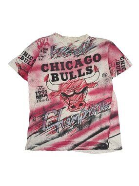 90s Magic Johnson T's Chicago Bulls AOP Tee L